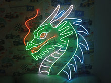 Load image into Gallery viewer, Dragon head neon sign, dragon neon light, neon dragon sign, neon dragon head, LED dragon sign, dragon wall light, neon dragon lamp, dragon head LED sign, glowing dragon sign, neon fantasy sign
