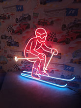 Load image into Gallery viewer, Downhill Skier neon sign, Alpine Skiing neon sign, Skiing Silhouette neon sign
