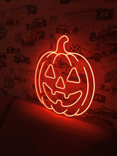 Load image into Gallery viewer, Pumpkin Neon Sign – Halloween Neon Light for Spooky Party, Jack O’Lantern Wall Decor, Orange Neon Lamp for Home or Bar
