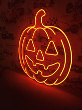 Load image into Gallery viewer, Pumpkin Neon Sign – Halloween Neon Light for Spooky Party, Jack O’Lantern Wall Decor, Orange Neon Lamp for Home or Bar
