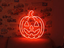 Load image into Gallery viewer, Pumpkin Neon Sign – Halloween Neon Light for Spooky Party, Jack O’Lantern Wall Decor, Orange Neon Lamp for Home or Bar
