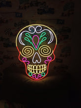 Load image into Gallery viewer, Sugar Skull Neon Sign, Calavera Neon Sign, Mexican Skull Neon Sign
