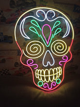 Load image into Gallery viewer, Sugar Skull Neon Sign, Calavera Neon Sign, Mexican Skull Neon Sign
