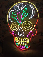 Load image into Gallery viewer, Sugar Skull Neon Sign, Calavera Neon Sign, Mexican Skull Neon Sign
