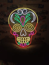 Load image into Gallery viewer, Sugar Skull Neon Sign, Calavera Neon Sign, Mexican Skull Neon Sign picture
