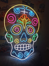 Load image into Gallery viewer, Day of the Dead Neon Sign, Calavera Neon Sign, Sugar Skull Neon Sign
