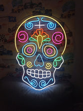 Load image into Gallery viewer, Day of the Dead Neon Sign, Calavera Neon Sign, Sugar Skull Neon Sign
