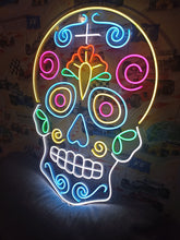 Load image into Gallery viewer, Day of the Dead Neon Sign, Calavera Neon Sign, Sugar Skull Neon Sign
