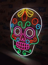 Load image into Gallery viewer, Dia De Muertos Neon Sign, Calavera Neon Sign, Sugar Skull Neon Sign
