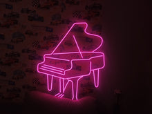 Load image into Gallery viewer, Piano Neon sign – Grand Piano Silhouette &amp; Musical Keys | Classical Instrument Performance sign
