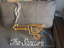 Load image into Gallery viewer, Smoking Revolver Neon Sign, gun with smoke neon sign, western pistol neon sign, fired revolver neon sign
