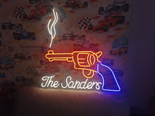 Load image into Gallery viewer, Smoking Revolver Neon Sign, gun with smoke neon sign, western pistol neon sign, fired revolver neon sign
