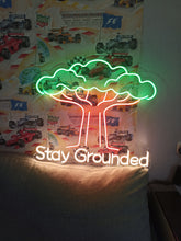 Load image into Gallery viewer, Stay Grounded neon sign, Oak tree neon sign, Roots and branches neon sign
