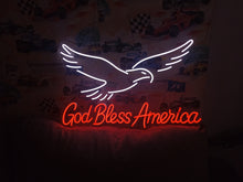 Load image into Gallery viewer, Patriotic Eagle neon sign, God Bless America neon sign, Freedom Eagle neon sign
