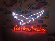 Load image into Gallery viewer, Patriotic Eagle neon sign, God Bless America neon sign, Freedom Eagle neon sign
