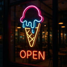 Load image into Gallery viewer, Ice Cream Neon Sign, Ice Cream open Led Sign Summer vibes neon sign, Frozen delights neon sign

