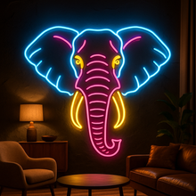 Load image into Gallery viewer, Elephant Neon Sign – Safari Animal Wall Light for Bedroom, Nursery or Living Room Decor
