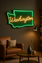 Load image into Gallery viewer, Washington map State Neon Sign

