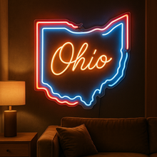 Load image into Gallery viewer, Ohio map Neon Sign – Modern LED Glow Accent | Custom Neon Artwork For Stylish Spaces
