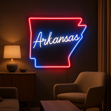 Load image into Gallery viewer, Arkansas map Neon Sign – Custom LED Neon Design | Eye-Catching Neon Accent For Rooms

