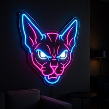 Load image into Gallery viewer, Sphynx Cat Neon Sign – Minimalist Egyptian Cat Wall Light – Modern Hairless Pet Decor – Glowing Feline Line Art for Cat Lovers
