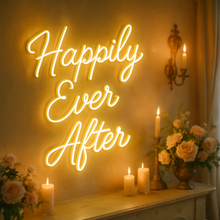 Load image into Gallery viewer, Happily Ever After Neon Sign – Wedding Decor, Romantic LED Light, Fairytale Love Sign, Custom Neon for Bridal Shower or Reception (Copy)
