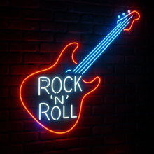 Load image into Gallery viewer, Rock And Roll Guitar neon sign, Electric Guitar neon sign, Rock Guitar neon sign
