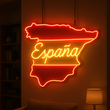 Load image into Gallery viewer, Spain Outline map Neon Sign, Spanish Map Neon Sign, Spain Silhouette Neon Sign
