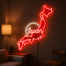 Load image into Gallery viewer, Japan Outline map Neon Sign, Japanese Map Neon Sign, Japan Silhouette Neon Sign
