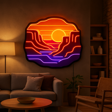 Load image into Gallery viewer, Canyon Sun Neon Sign, Desert Horizon Neon Sign, Southwest Nature Neon Sign 40in
