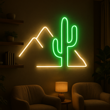 Load image into Gallery viewer, Cactus Mountain Neon Sign, Desert Landscape Neon Sign, Saguaro Peak Neon Sign
