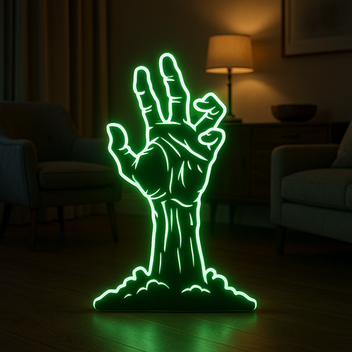 Zombie Hand Neon Sign – Spooky Halloween Neon Light for Haunted House, Bar or Party Decor