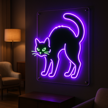 Load image into Gallery viewer, Black Cat neon sign, Midnight Cat neon sign, Cat Silhouette neon sign
