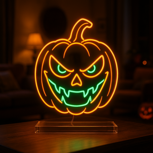 Halloween Pumpkin Neon Sign – Joker Smile Spooky Neon Light for Halloween Party or Haunted House Decor