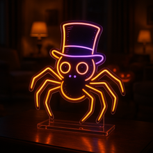 Load image into Gallery viewer, Spider in Top Hat Neon Sign, Gentleman Spider Neon Sign, Steampunk Bug Neon Sign
