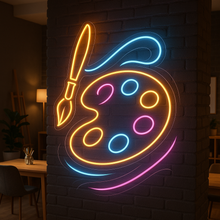 Load image into Gallery viewer, Artist Palette Neon Sign, Paint Brush Neon Sign, Art Studio Neon Sign Multicolor
