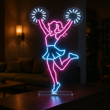 Load image into Gallery viewer, Cheerleader Neon Sign, Cheer Spirit Neon Sign, Pom Pom Girl Neon Sign
