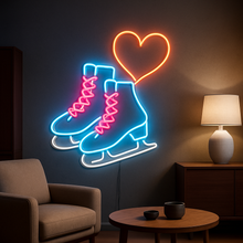Load image into Gallery viewer, Ice Skating Neon Sign, Figure Skates Neon Sign, Skate Love Heart Neon Sign Multicolor
