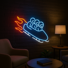 Load image into Gallery viewer, Bobsled Neon Sign, Flame Bobsleigh Neon Sign, Fast Sled Racer Neon Sign Multicolor
