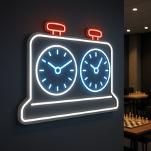 Load image into Gallery viewer, Chess Clock Neon Sign, Chess Timer Neon Sign, Game Clock Neon Sign Multicolor
