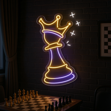Load image into Gallery viewer, Tipsy Chess King Neon Sign, Drunk King Neon Sign, Party Chessboard Neon Sign
