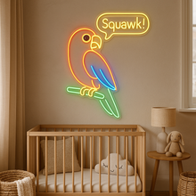 Load image into Gallery viewer, Squawk Neon Sign, Screaming Parrot Neon Sign, Tropical Macaw Bird Neon Sign
