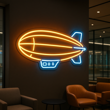 Load image into Gallery viewer, Airship Neon Sign, Retro Blimp Neon Sign, Steampunk Dirigible Neon Sign
