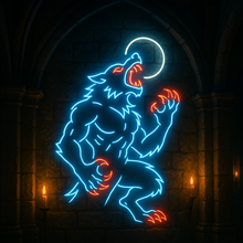 Load image into Gallery viewer, Howling Werewolf Neon Sign, Lycan Wolf Neon Sign, Full Moon Howl Neon Sign Multicolor
