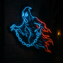 Load image into Gallery viewer, Ghost In Chains neon sign, Chained Ghost neon sign, Haunted Spirit neon sign
