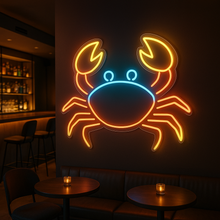 Load image into Gallery viewer, Crab Neon Sign, Seafood Restaurant Neon Sign, Coastal Crustacean Neon Sign Multicolor
