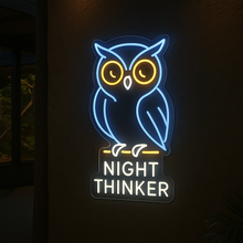 Load image into Gallery viewer, Owl Night Thinker neon sign, Night Owl neon sign, Wise Owl neon sign
