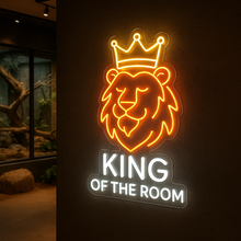 Load image into Gallery viewer, King of the Room Neon Sign, Crowned Lion Neon Sign, Jungle King Neon Sign
