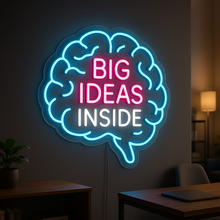 Load image into Gallery viewer, Big Ideas Inside Neon Sign, Brainstorm Neon Sign, Genius Brain Neon Sign Multicolor
