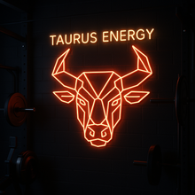 Load image into Gallery viewer, Taurus Energy Bull Head neon sign, Taurus Bull neon sign, Zodiac Taurus neon sign
